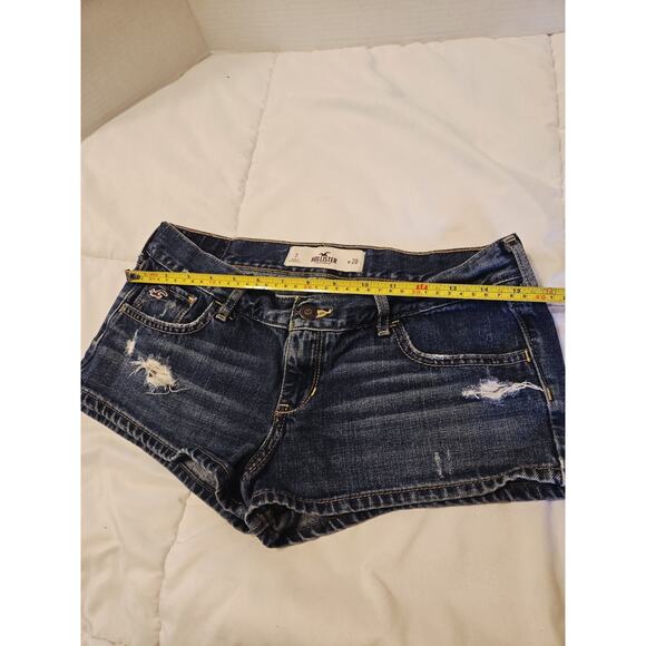 Hollister Jean SoCal Low Stretch Denim Ripped Shorts Sz 7 W 28 Festive Party Y2K - Picture 4 of 7
